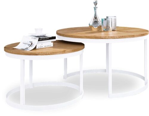 OKIN 2 viename kavos staliukas, baltas/artisaninis, ADRK