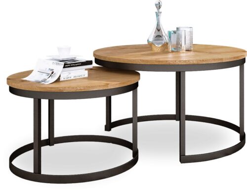 OKIN 2 viename kavos staliukas, juodas/artisaninis, ADRK