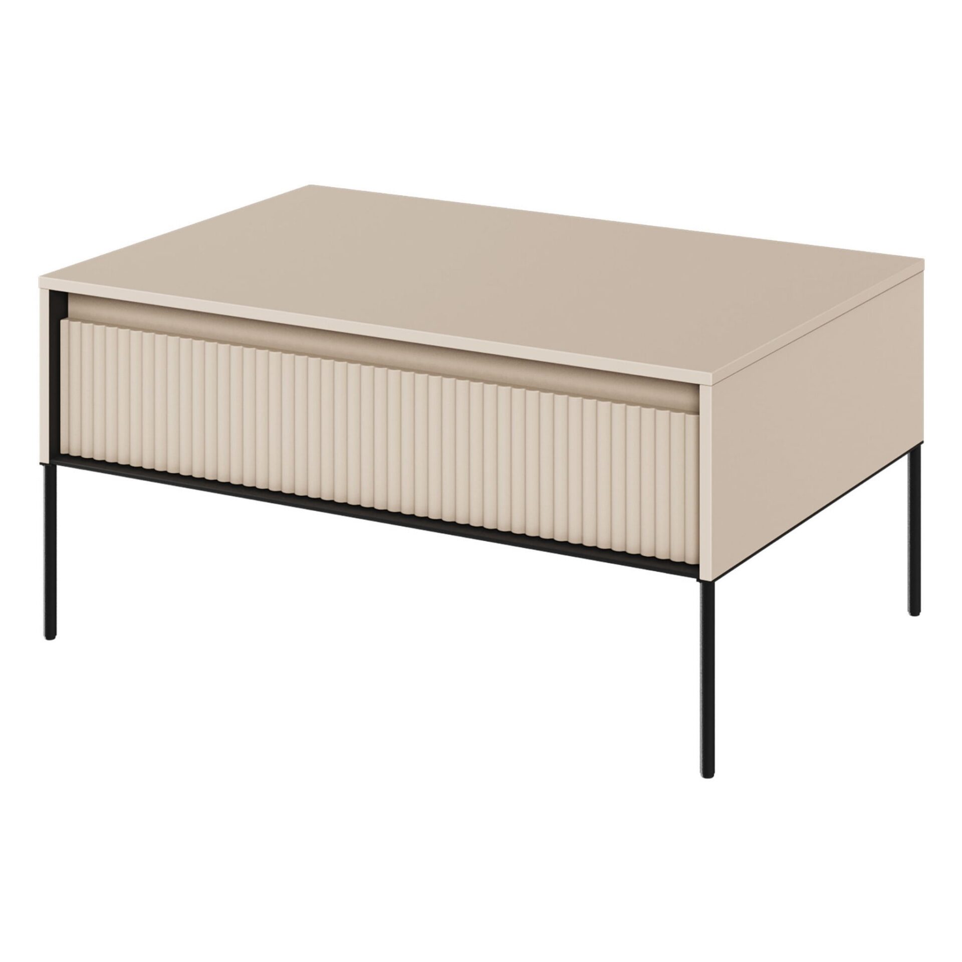 TREND 09 frezuotas kavos staliukas, smėlio spalvos / juodos kojos