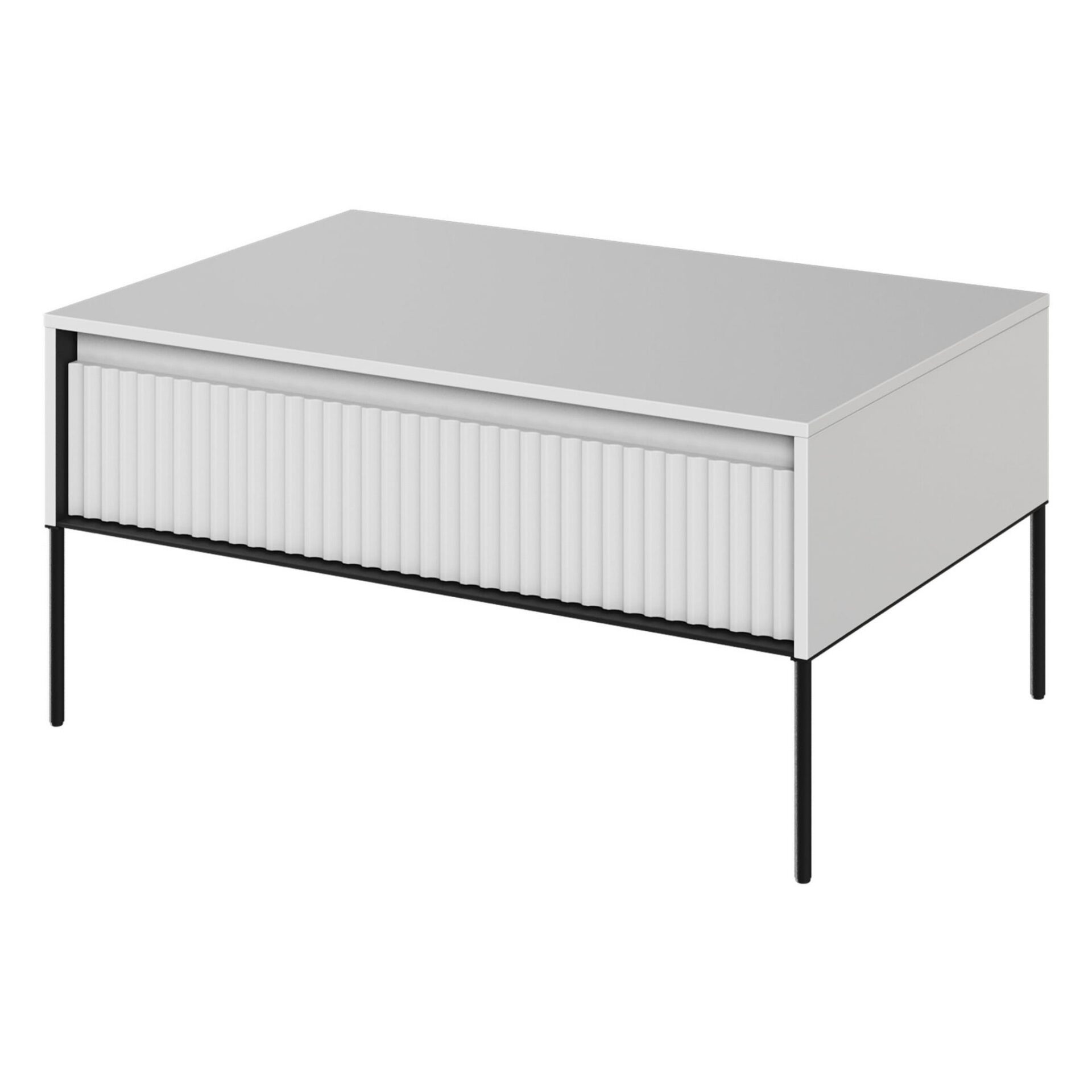 TREND 09 frezuotas kavos staliukas su baltomis/juodomis kojelėmis