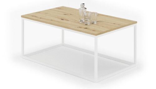 NARISA kavos staliukas, 100×60, baltas/artisaniškas, ADRK