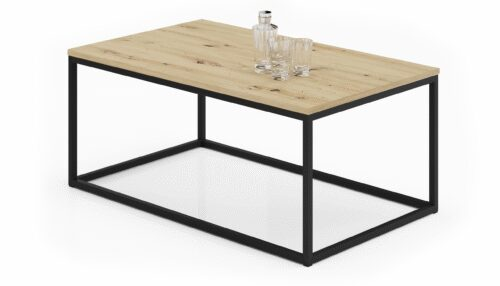 NARISA kavos staliukas, 100×60, juodas/artisaniškas, ADRK