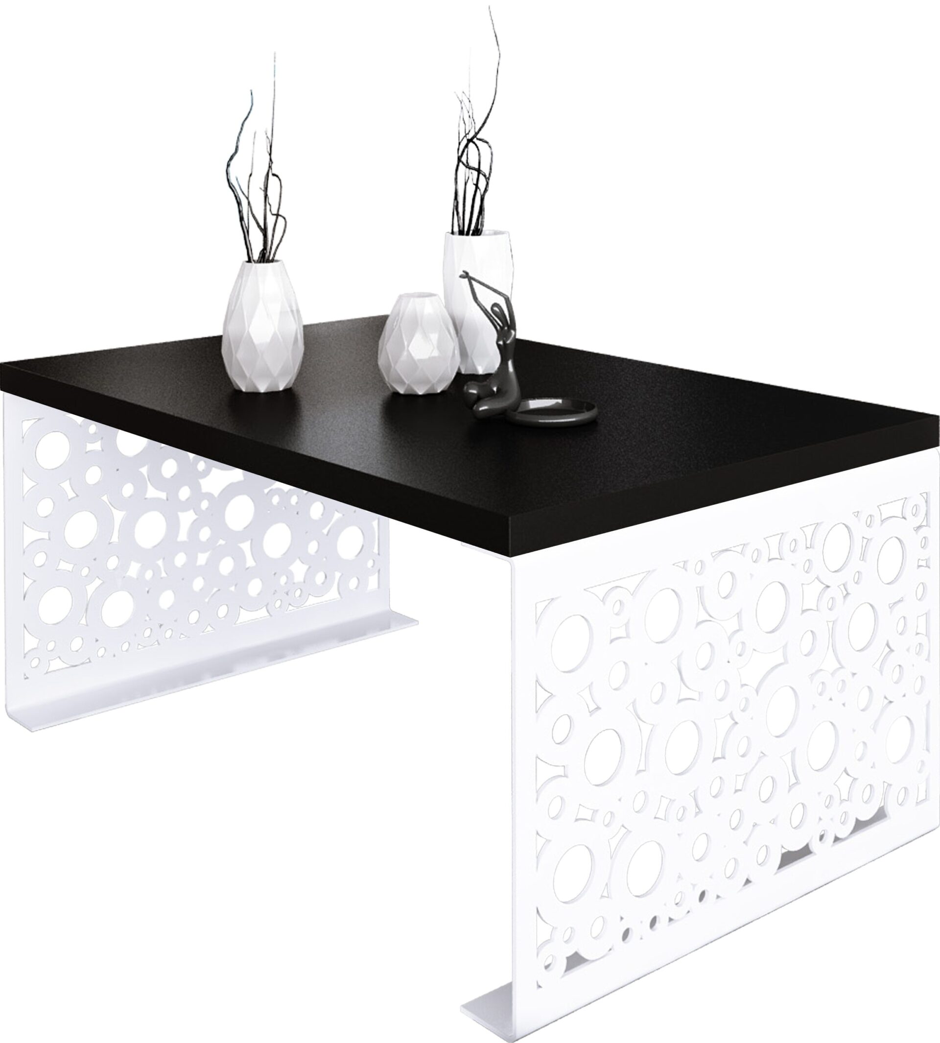 RINA kavos staliukas, 100x60, baltas/juodas, ADRK