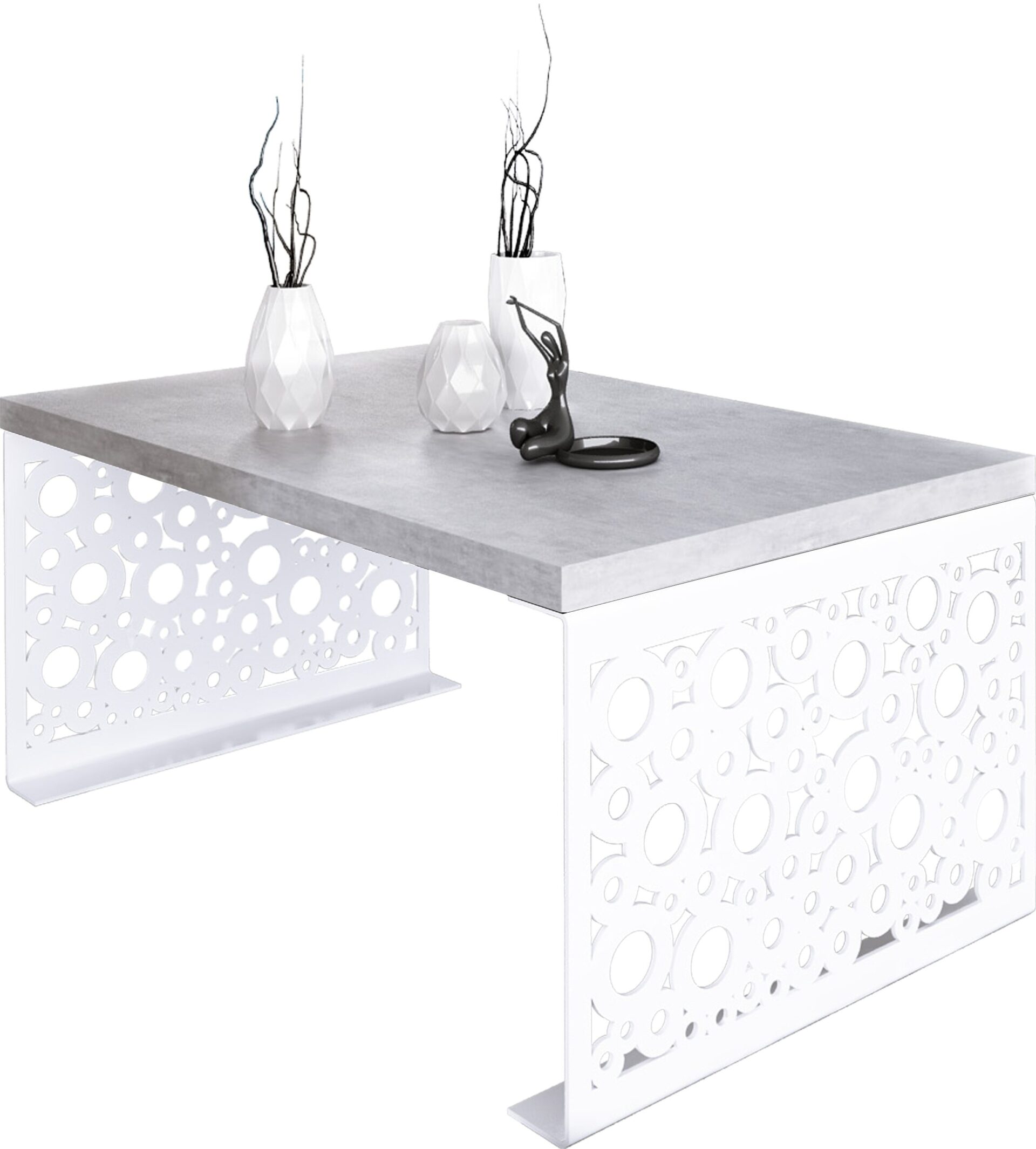 RINA kavos staliukas 100x60 baltas/betonas ADRK