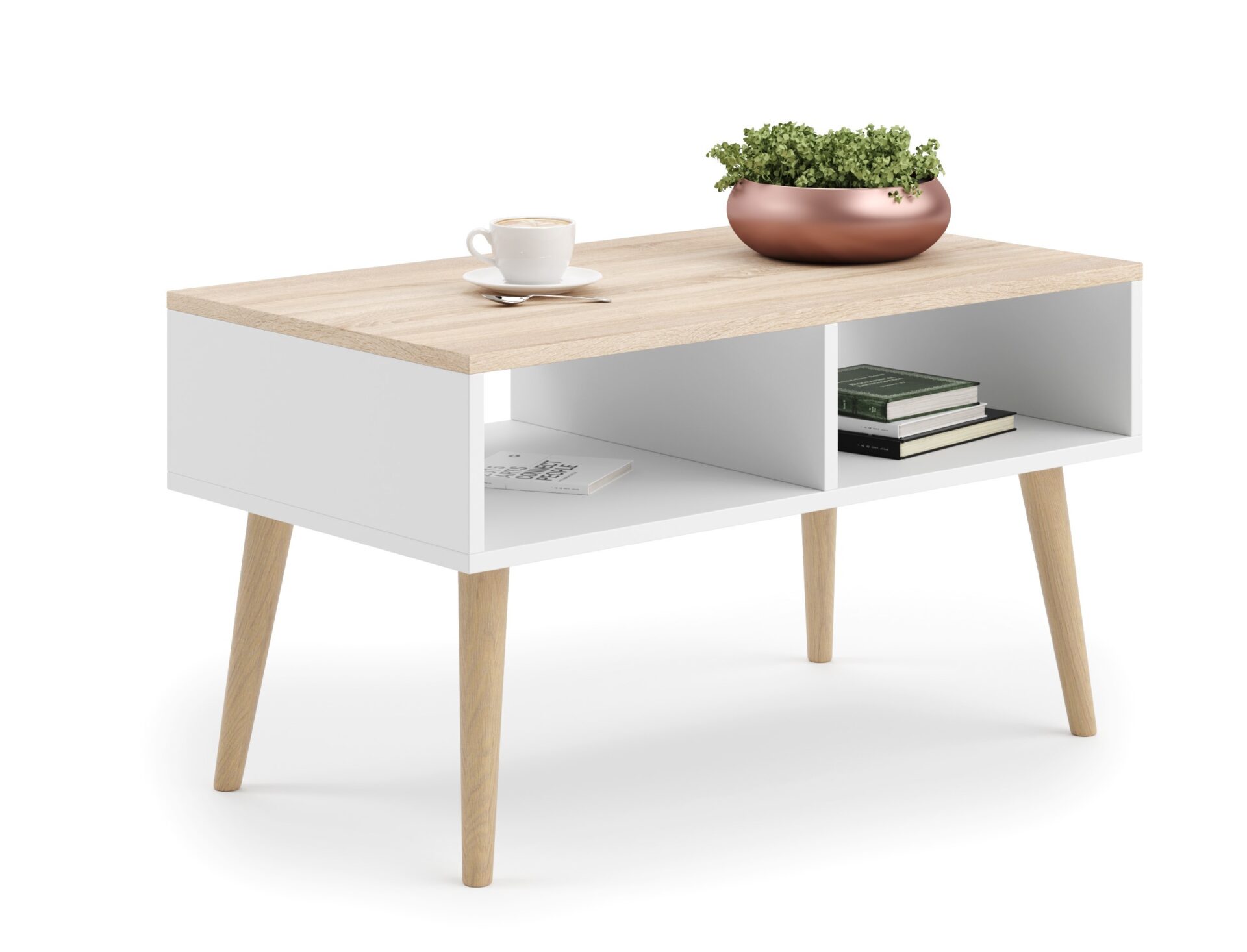 SANA kavos staliukas, 90x50, baltas/Sonoma, ADRK