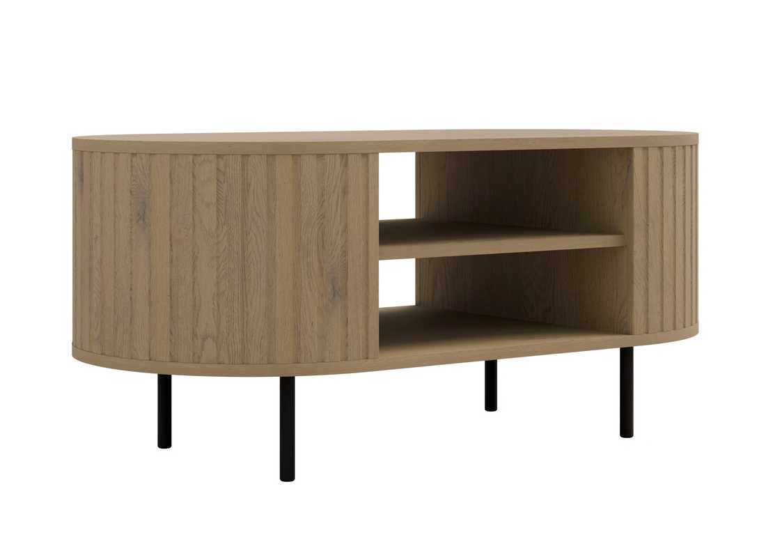 Kavos staliukas su lentyna 200 Ovalio cremona ąžuolas