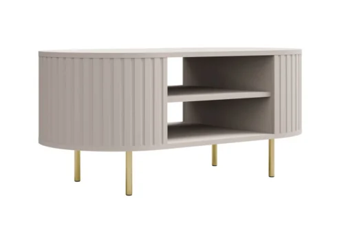 Kavos staliukas su lentyna 200 Ovalio smėlio spalvos