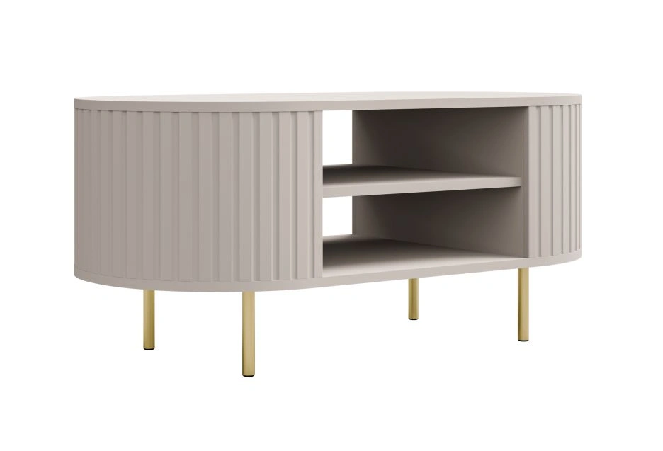 Kavos staliukas su lentyna 200 Ovalio smėlio spalvos