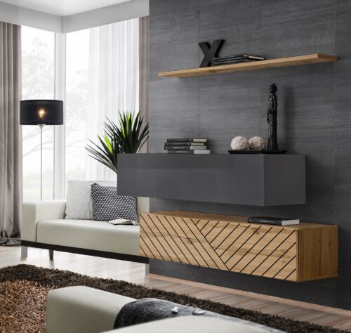 Komoda su jungikliu II grafito spalvos/wotan ASM