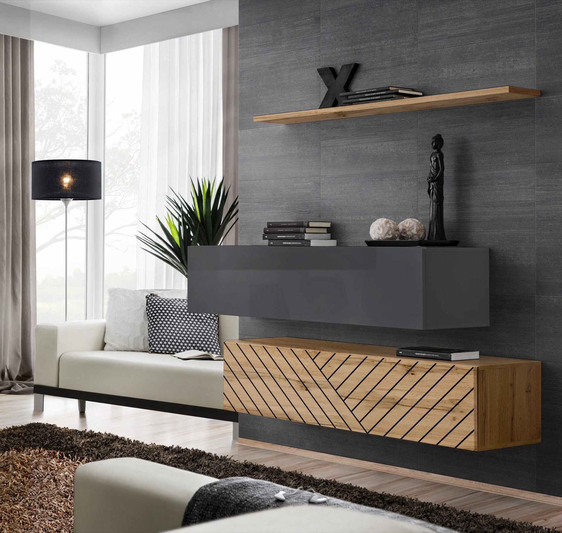 Komoda su jungikliu II grafito spalvos/wotan ASM