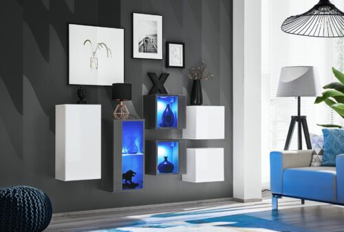 Komoda su jungikliu IV balta/grafito spalvos ASM