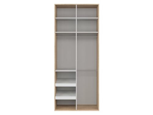 FLEX dviejų durų spinta 100 cm, Sonoma ąžuolas/balta blizgi spalva
