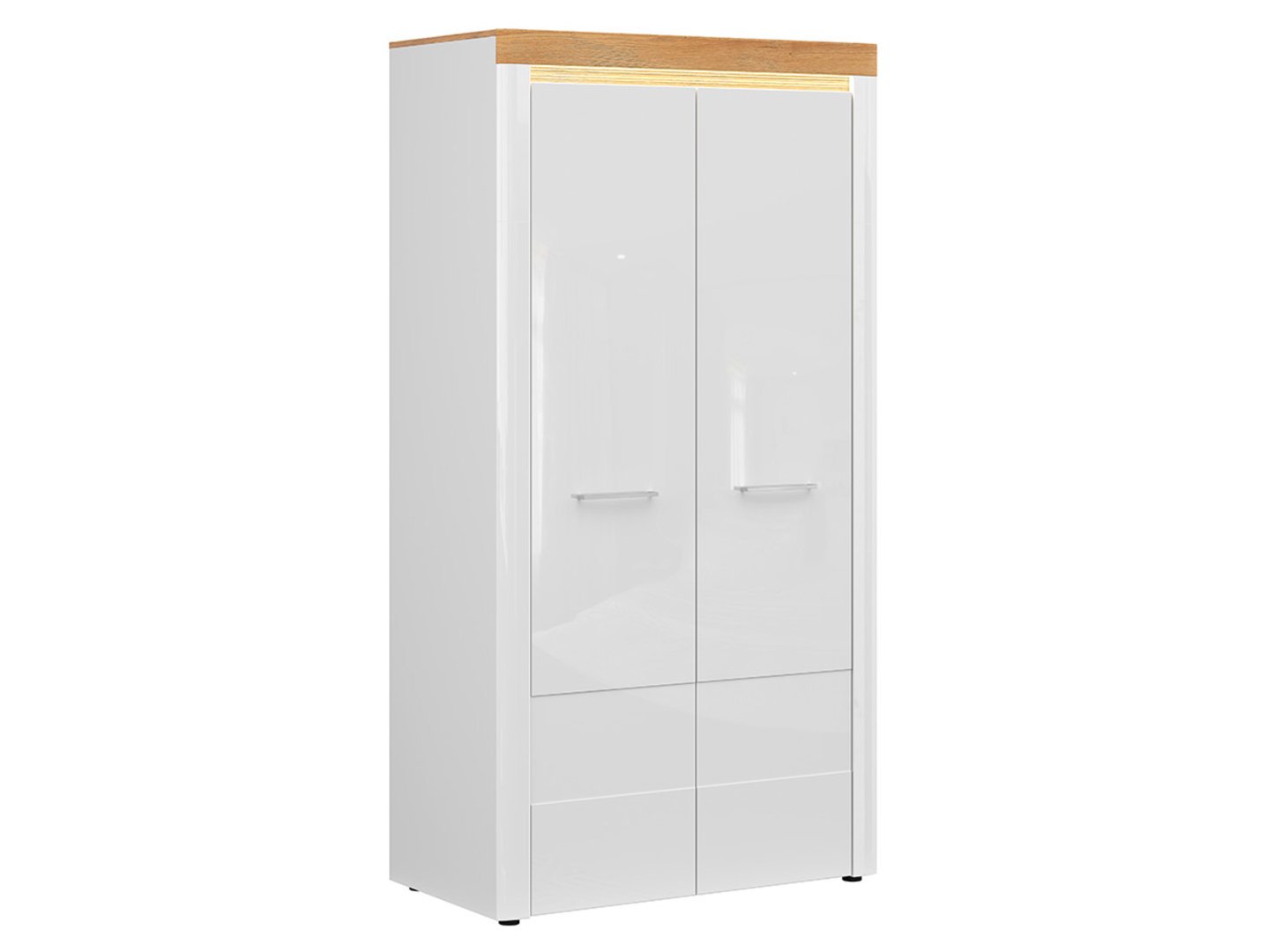 HORTON dviejų durų spinta 102,5 cm, Grandson auksinio ąžuolo/blizgios baltos spalvos