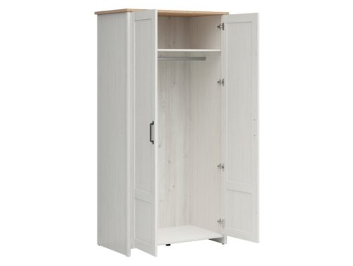 LOKSA dvidurė spinta, 101,5 cm, anderseno pušis, balta