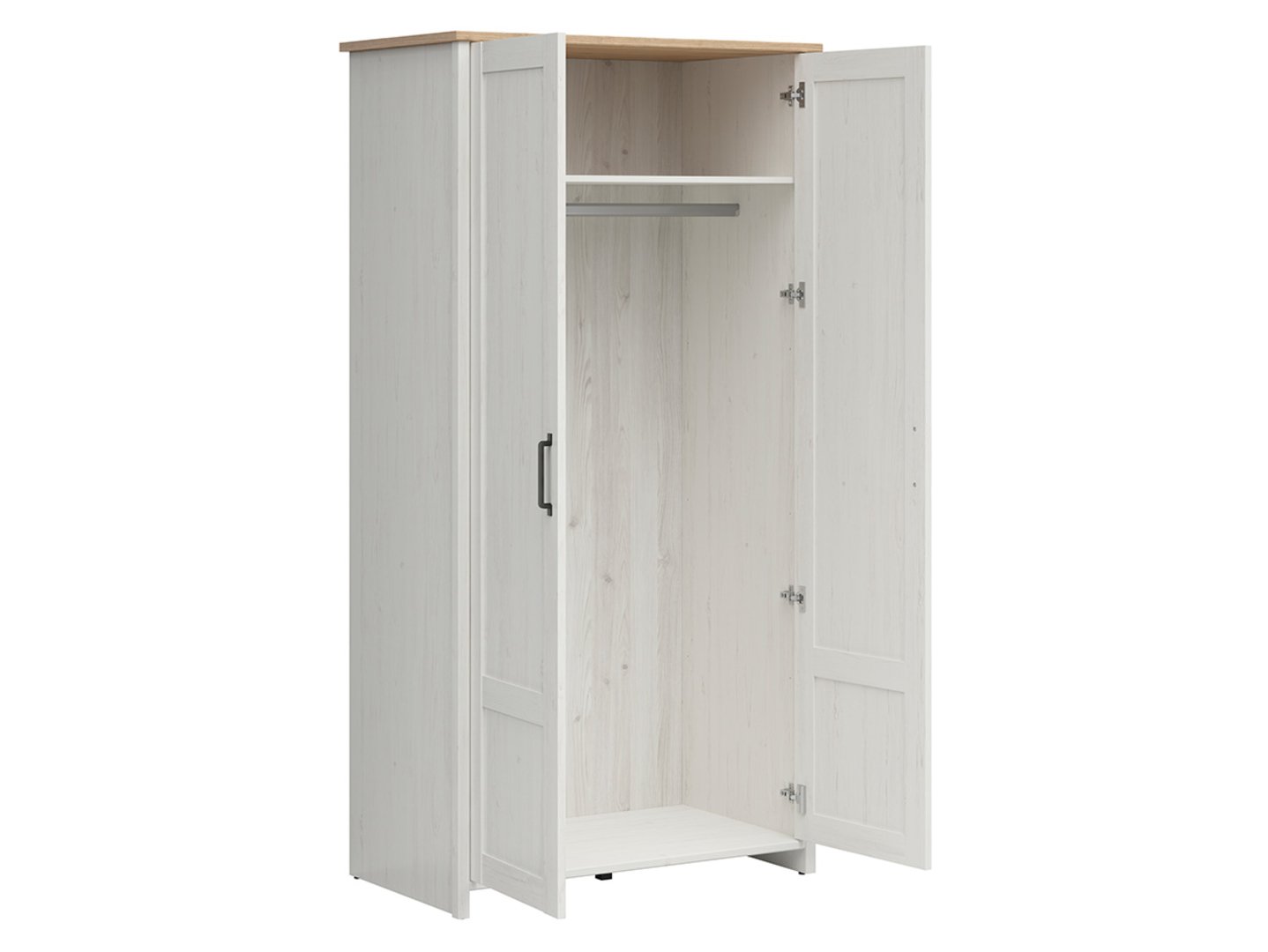 LOKSA dvidurė spinta, 101,5 cm, anderseno pušis, balta