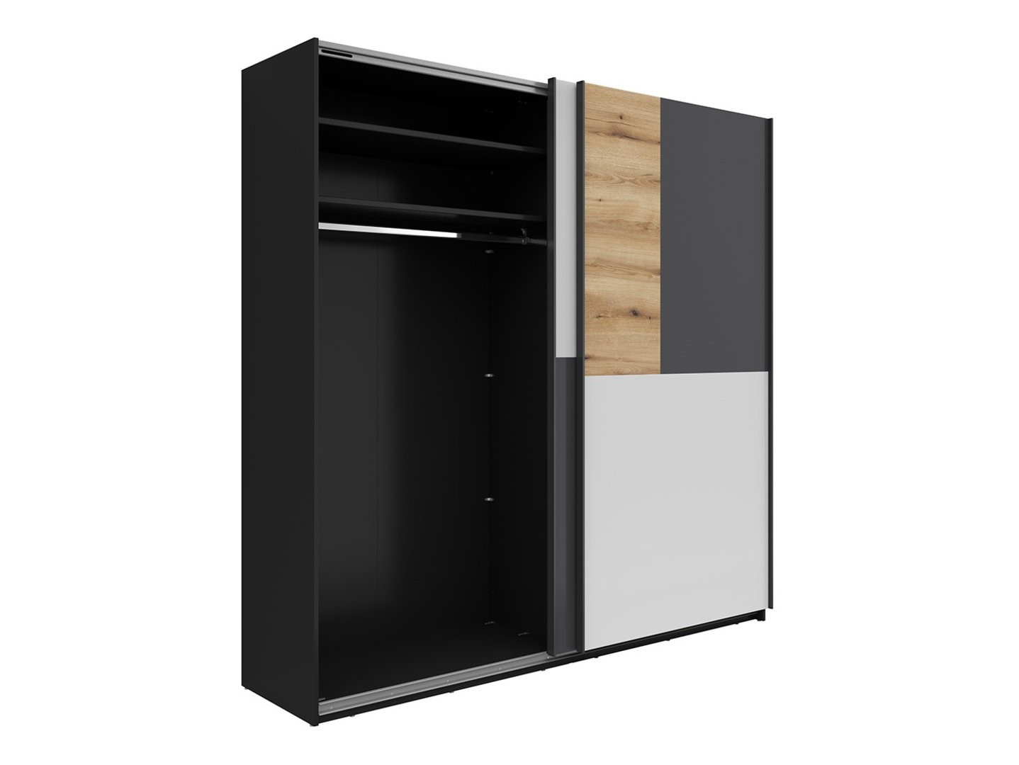 Dviejų durų stumdoma spinta MIX 215 cm juoda/šviesiai pilka — изображение 2