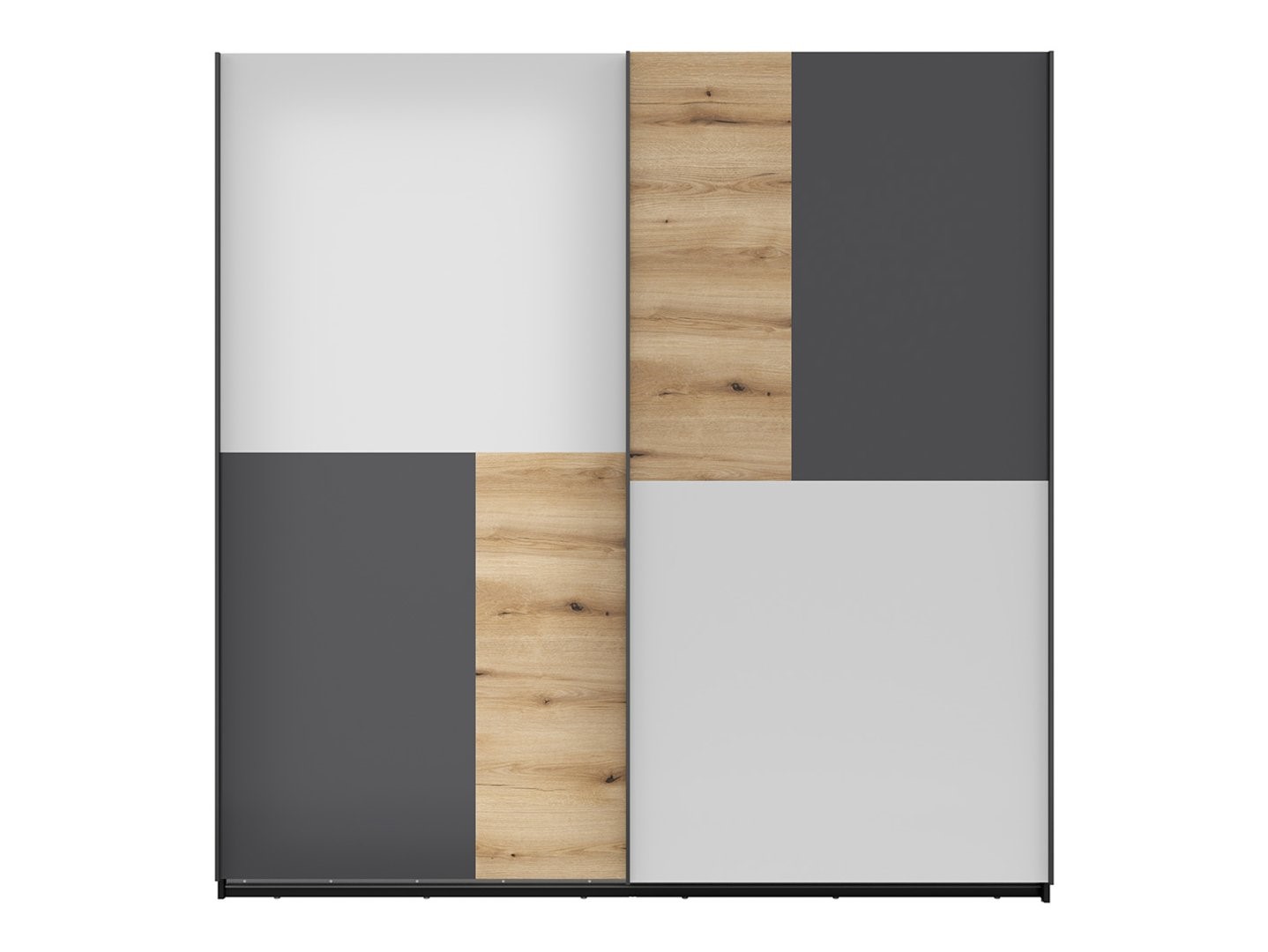 Dviejų durų stumdoma spinta MIX 215 cm juoda/šviesiai pilka