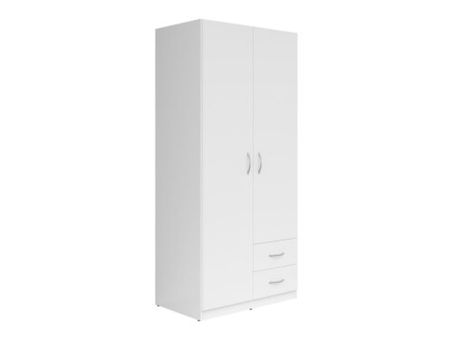 Dviejų durų spinta su dviem stalčiais CASAO balta/tekstilė