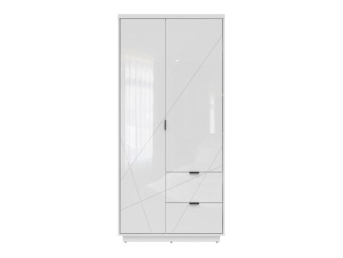 FORN dviejų durų spinta su dviem stalčiais, 94 cm, balta, blizgi