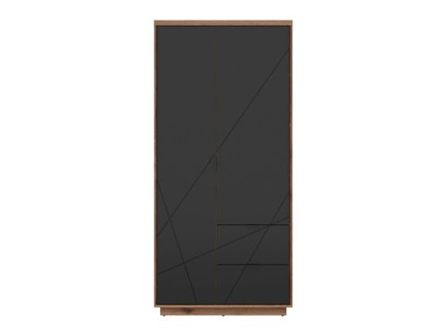 FORN dviejų durų spinta su dviem stalčiais, 94 cm, Delano tamsaus ąžuolo/matinės juodos spalvos