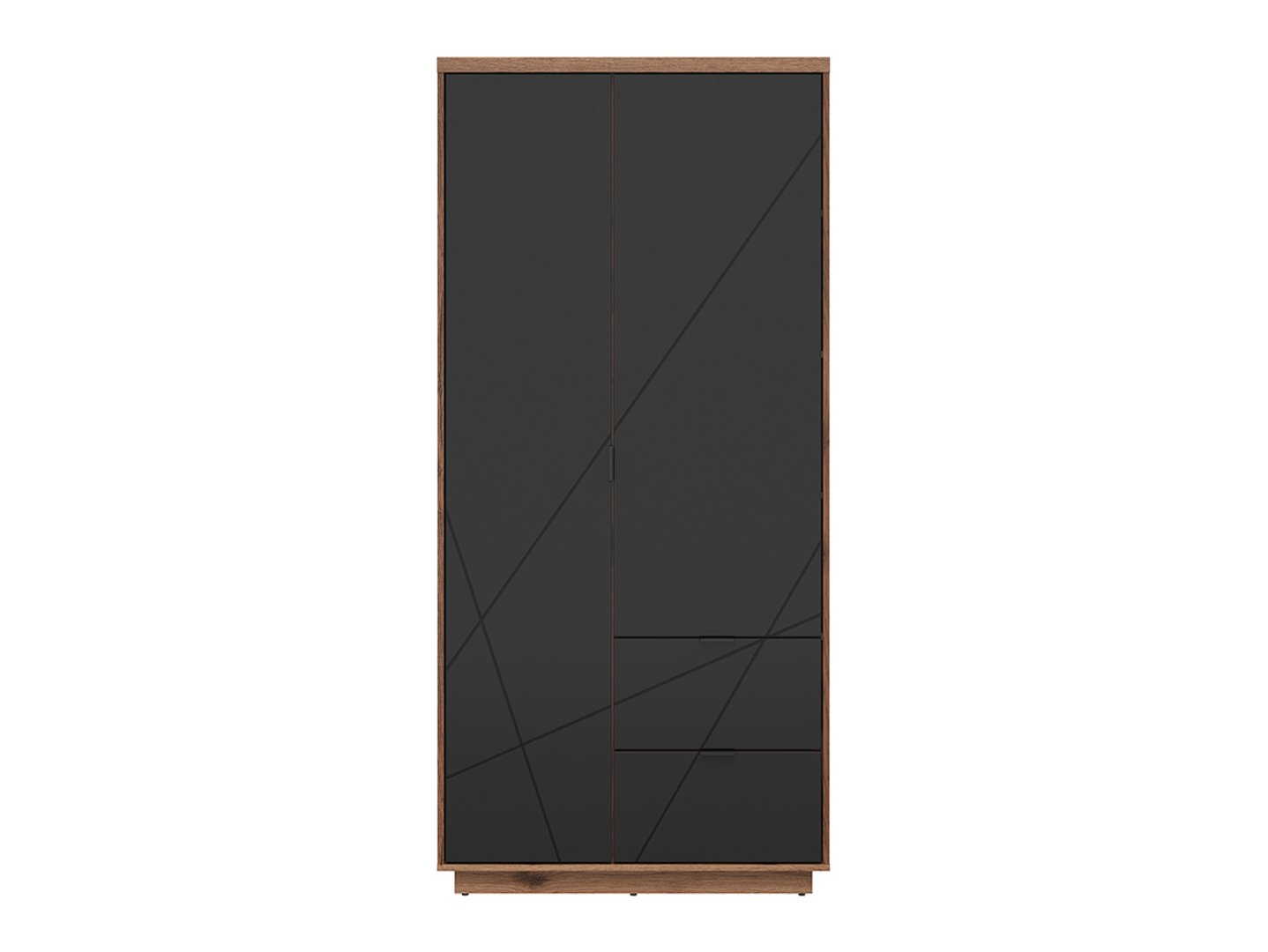 FORN dviejų durų spinta su dviem stalčiais, 94 cm, Delano tamsaus ąžuolo/matinės juodos spalvos