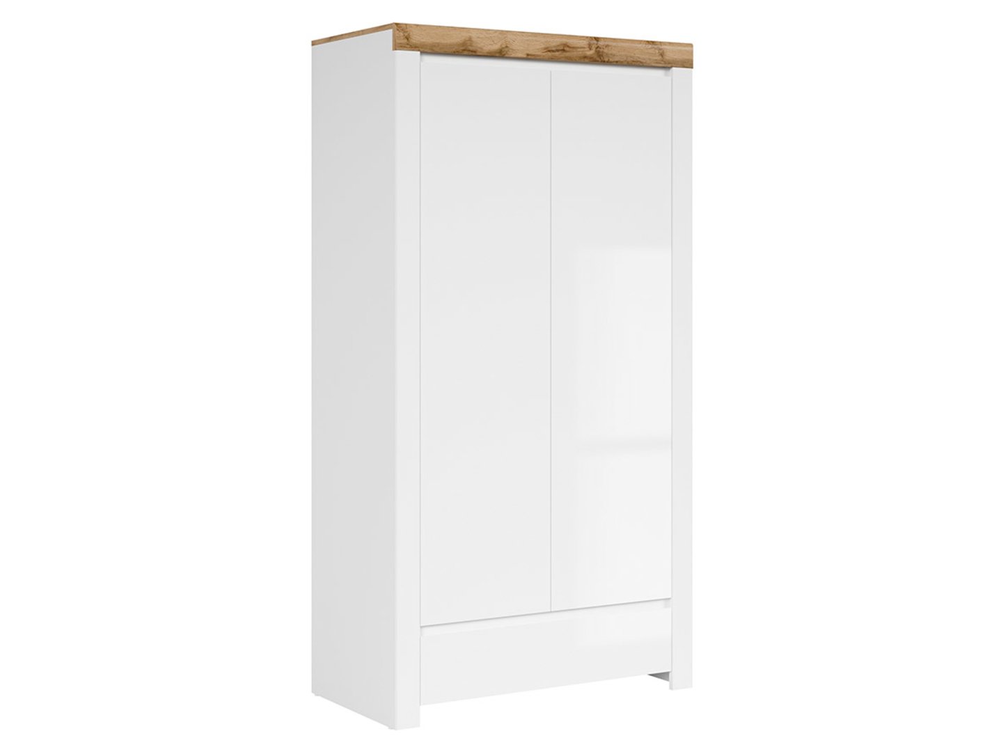 HOLTEN 106 cm balta/wotan ąžuolo dviejų durų spinta su stalčiumi