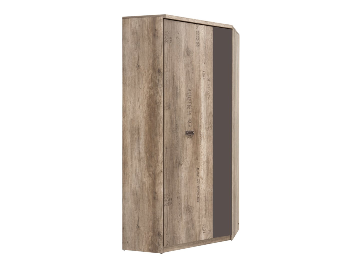 MALCOLM kampinė dviejų durų spinta, 95.5x95.5 cm, paminklinio ąžuolo imitacija/paminklinio ąžuolo imitacija su raštu