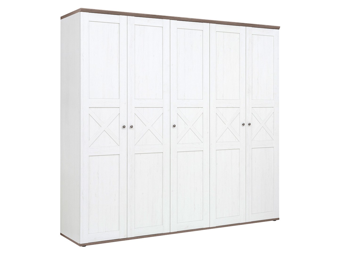 STOCKHOLM penkių durų spinta 243 cm andersen pušis balta/tamsus sonoma ąžuolas