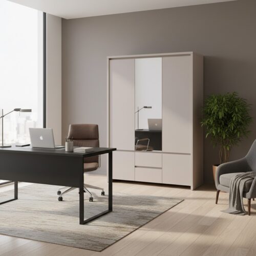 Penkių durų spinta su dviem stalčiais KASPIAN 153,5 cm kašmyro spalvos