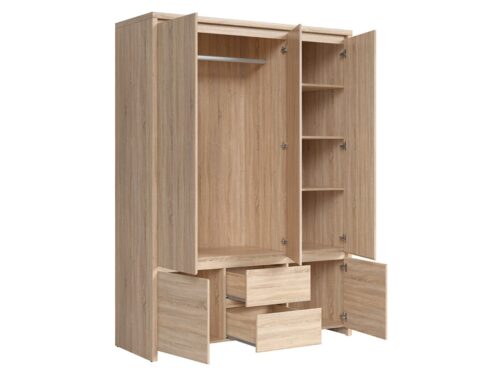 Penkių durų spinta su dviem stalčiais KASPIAN 153,5 cm Sonoma ąžuolas/Sonoma ąžuolas