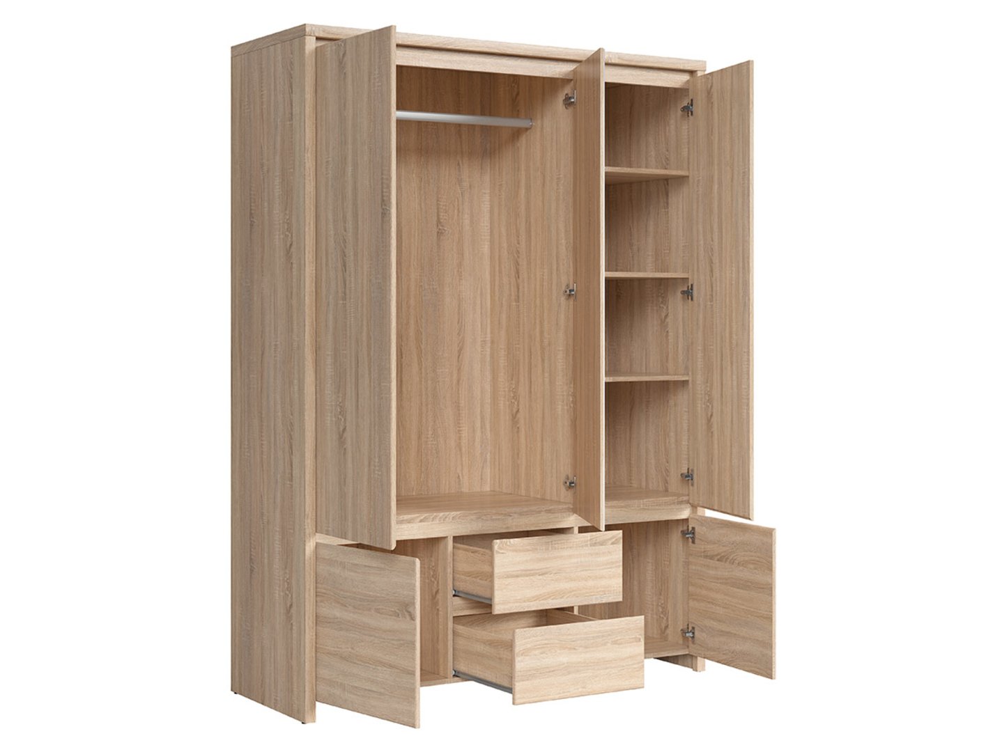 Penkių durų spinta su dviem stalčiais KASPIAN 153,5 cm Sonoma ąžuolas/Sonoma ąžuolas