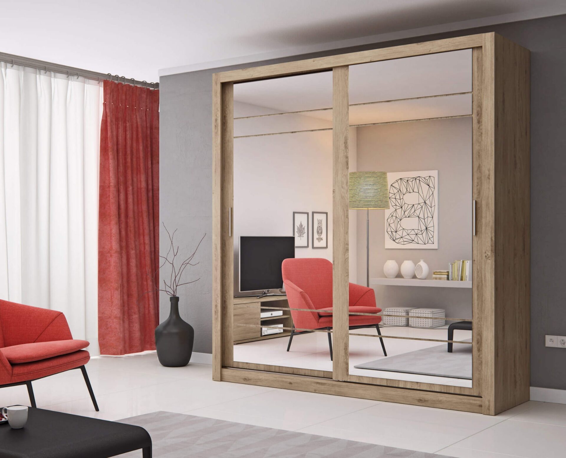 ARTI AR-08 dviejų durų stumdoma spinta, Šetlando ąžuolas - Paveikslėlis 4