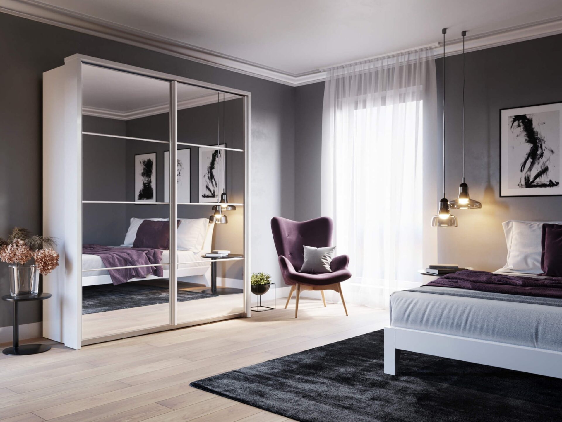 ARTI AR-17 balta dviejų durų stumdoma spinta - Paveikslėlis 6