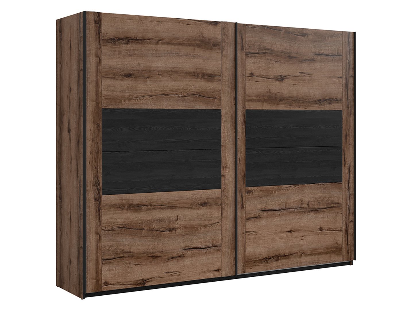 KASSEL stumdoma spinta 270 cm vienuolyno ąžuolas/juodas ąžuolas