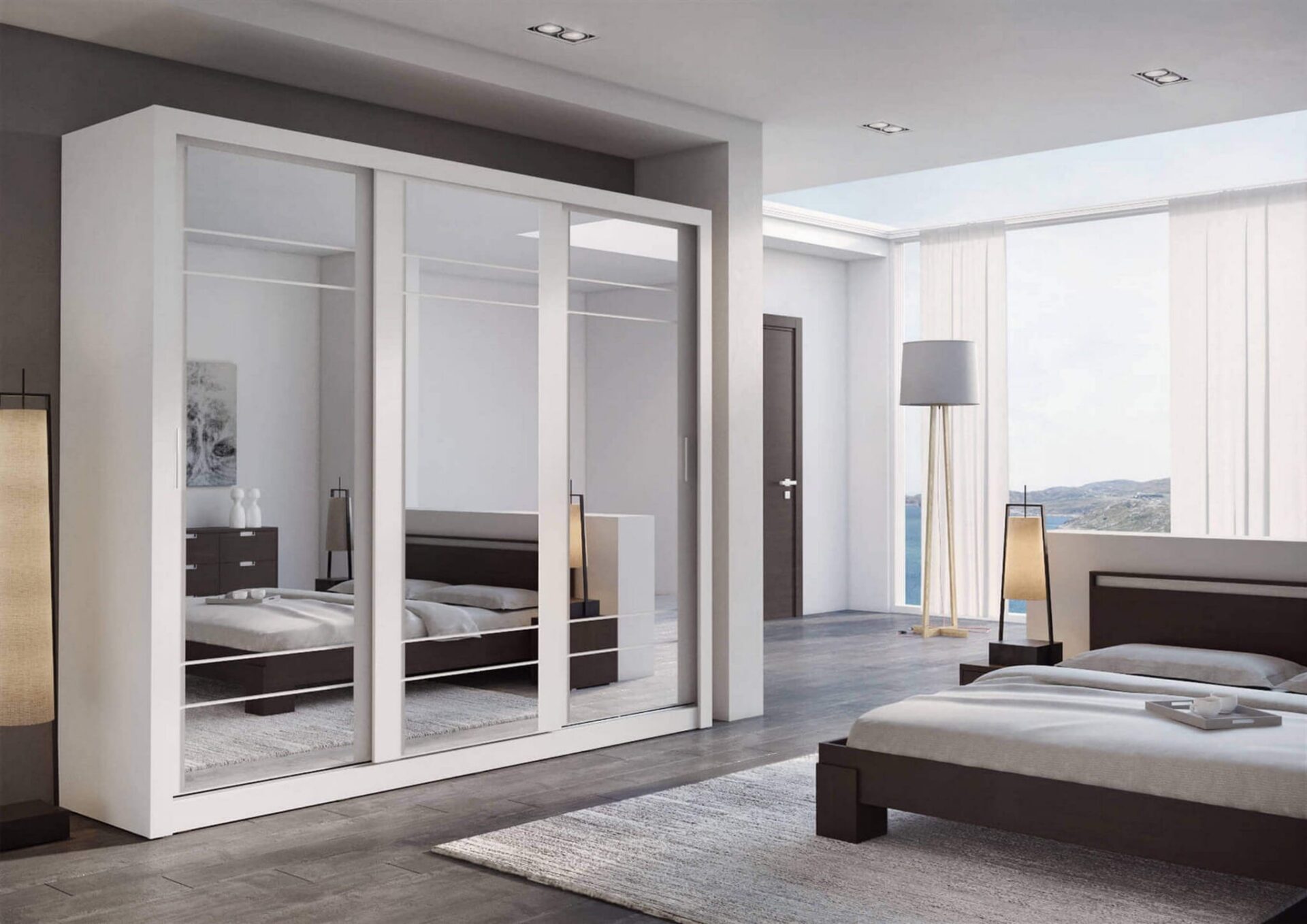 ARTI AR-02 trijų durų stumdoma spinta - balta - Paveikslėlis 5