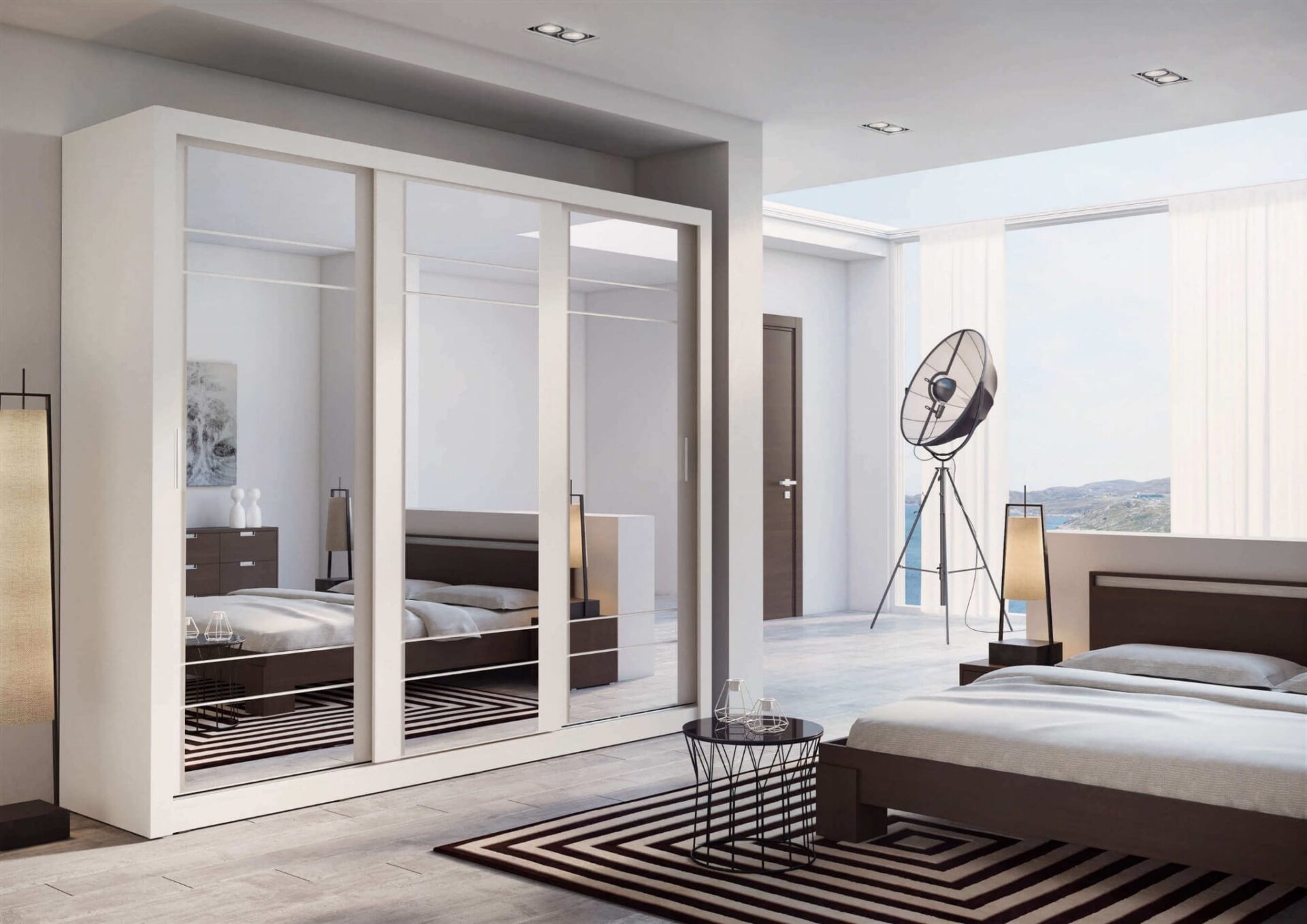 ARTI AR-02 trijų durų stumdoma spinta - balta - Paveikslėlis 6