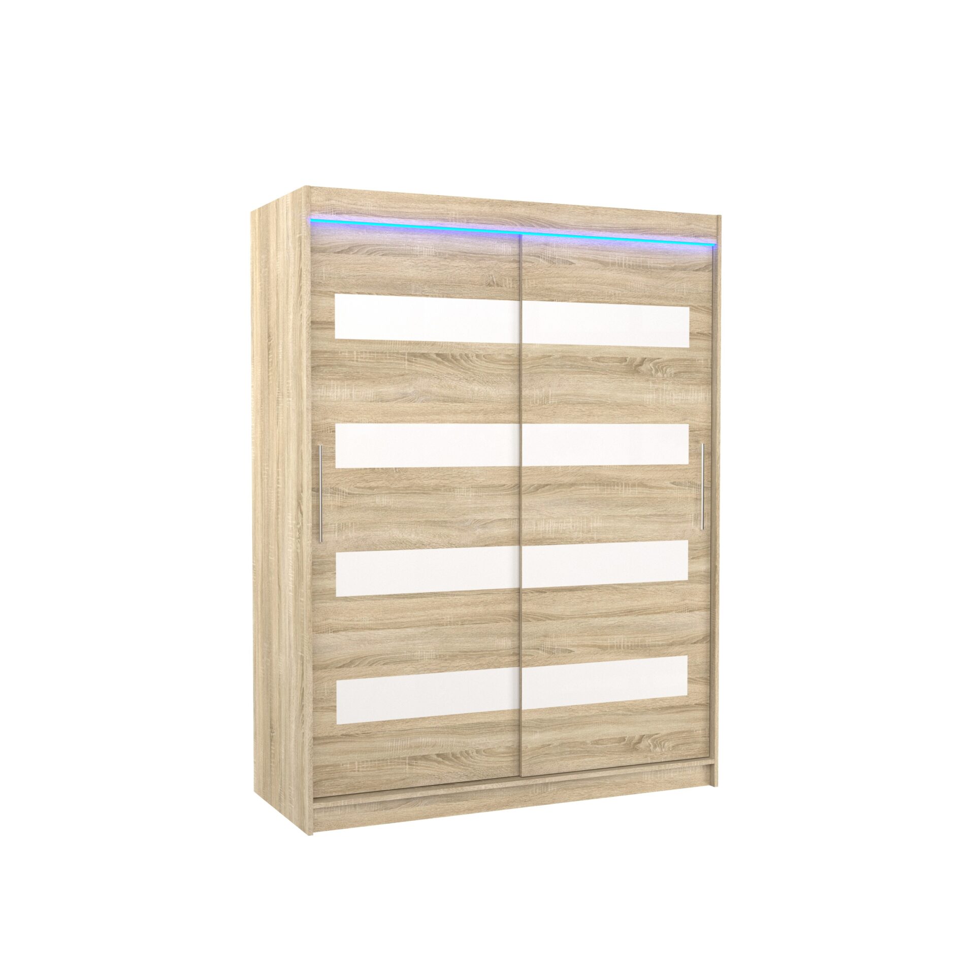 Stumdoma spinta su Lacobel ir LED apšvietimu MARTINEZ 150 Sonoma/Balta Lacobel ADRK