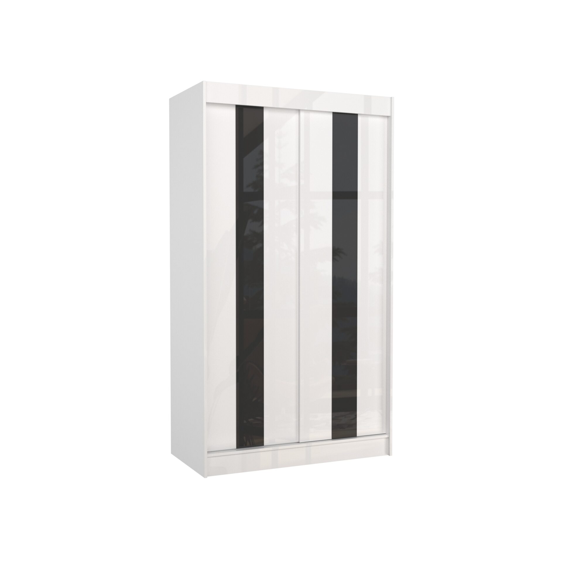 Stumdoma spinta su stumdomomis durimis KAREN 120 balta/juoda Lacobel ADRK