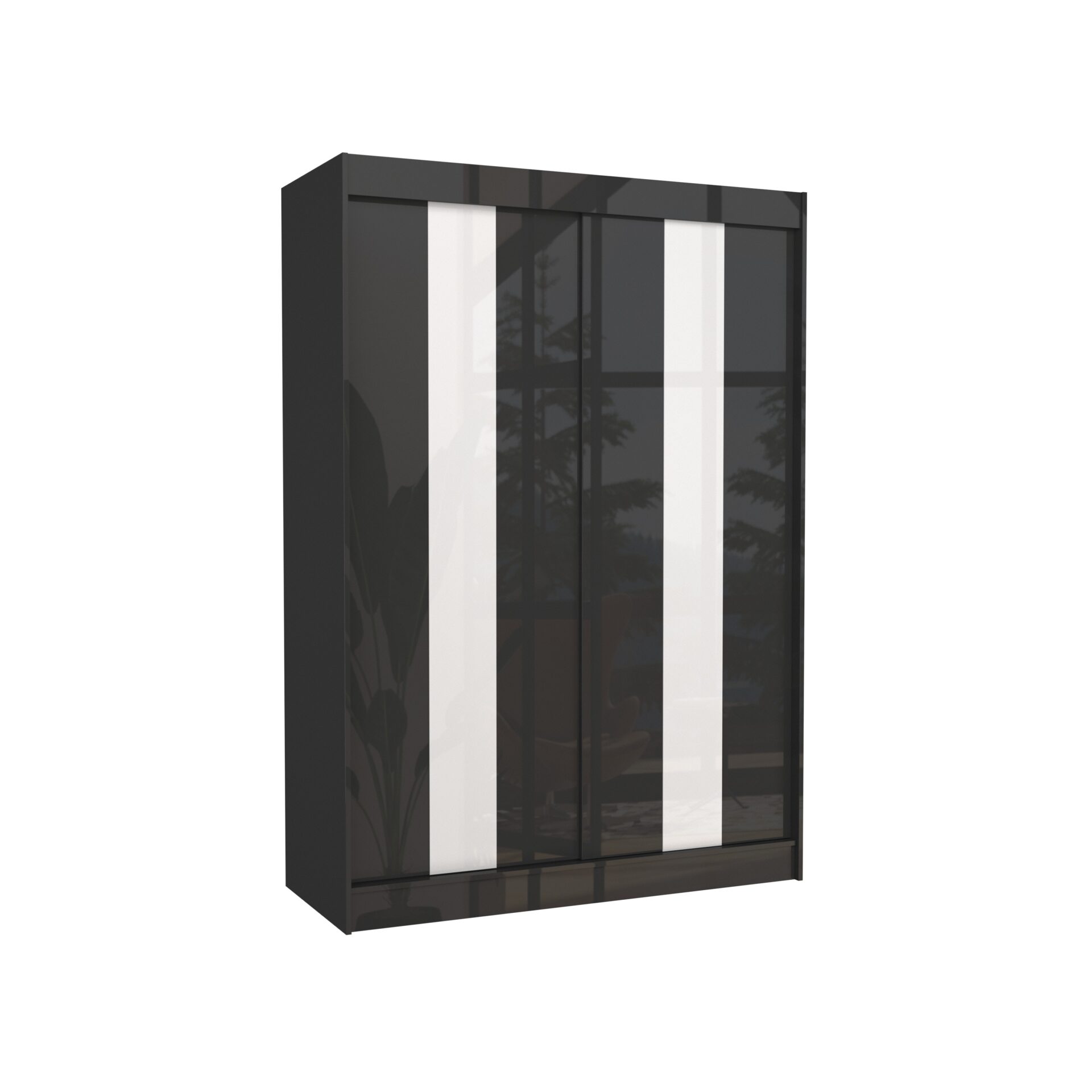 Stumdoma spinta su lacobel KAREN 150 juoda/balta Lacobel ADRK