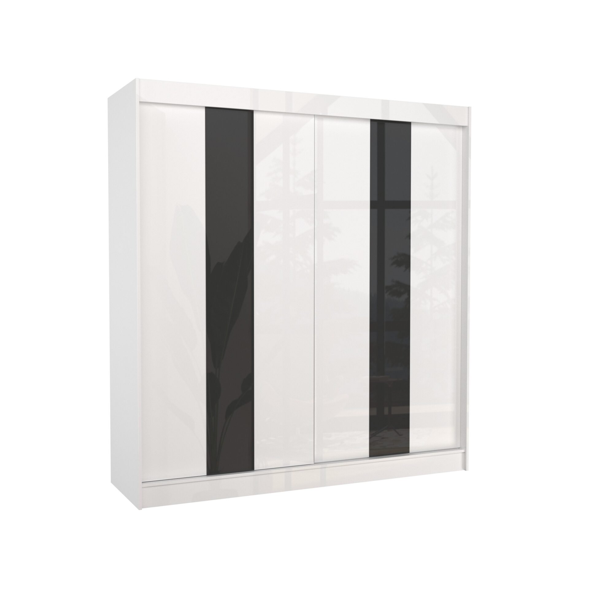 Stumdoma spinta su lacobel KAREN 200 balta/juoda Lacobel ADRK