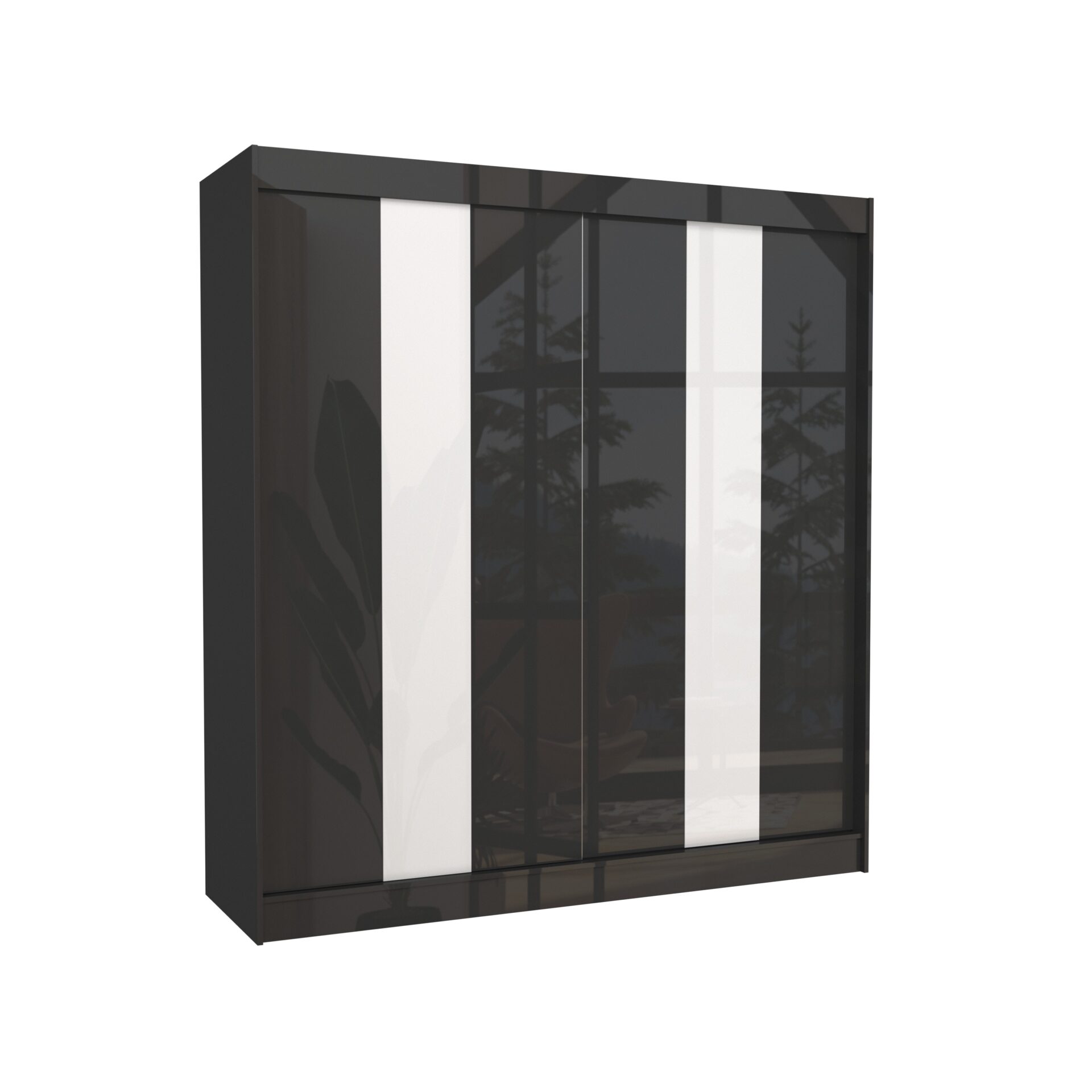 Stumdoma spinta su lacobel KAREN 200 juoda/balta Lacobel ADRK