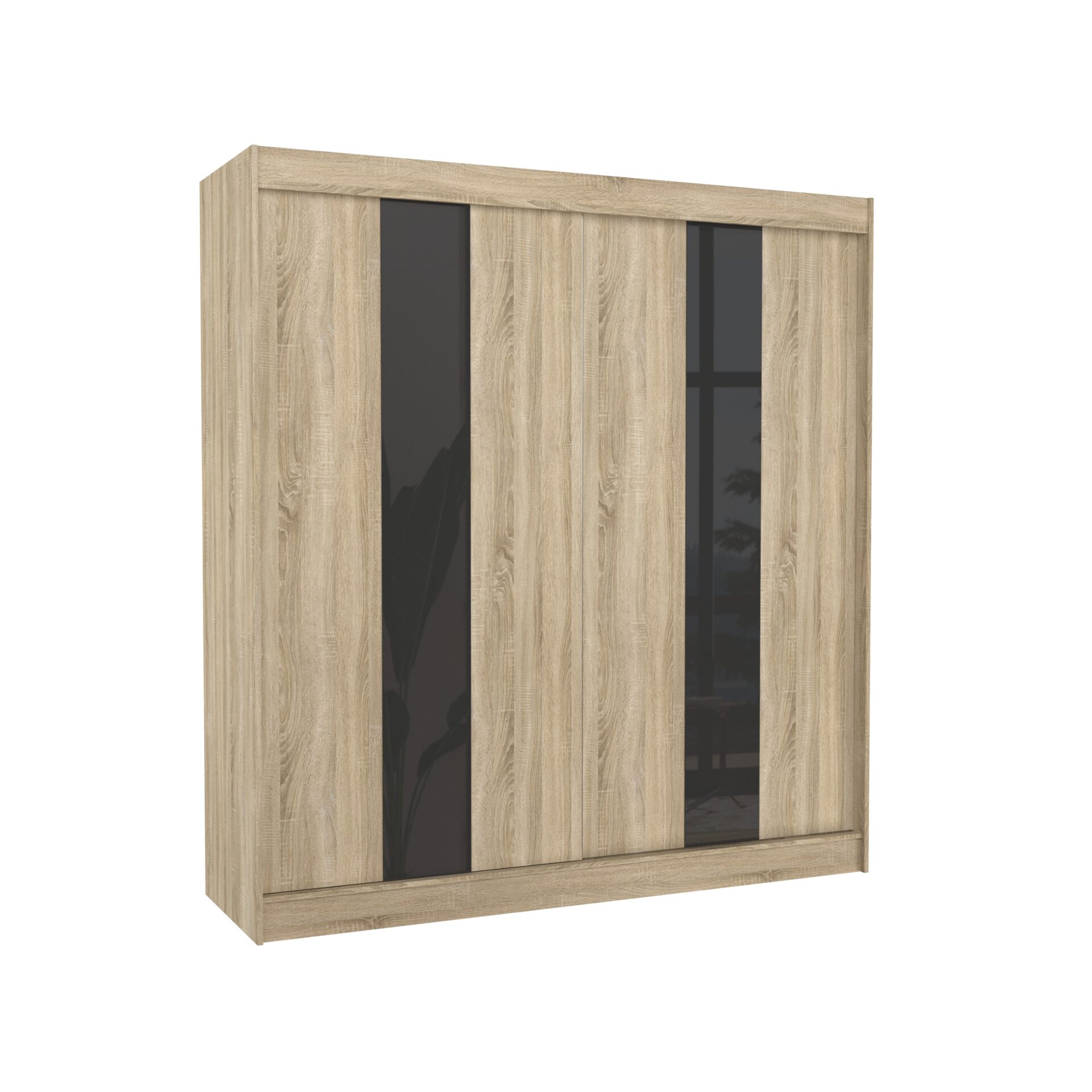 Stumdoma spinta su stumdomomis durimis KAREN 200 Sonoma/Black Lacobel ADRK