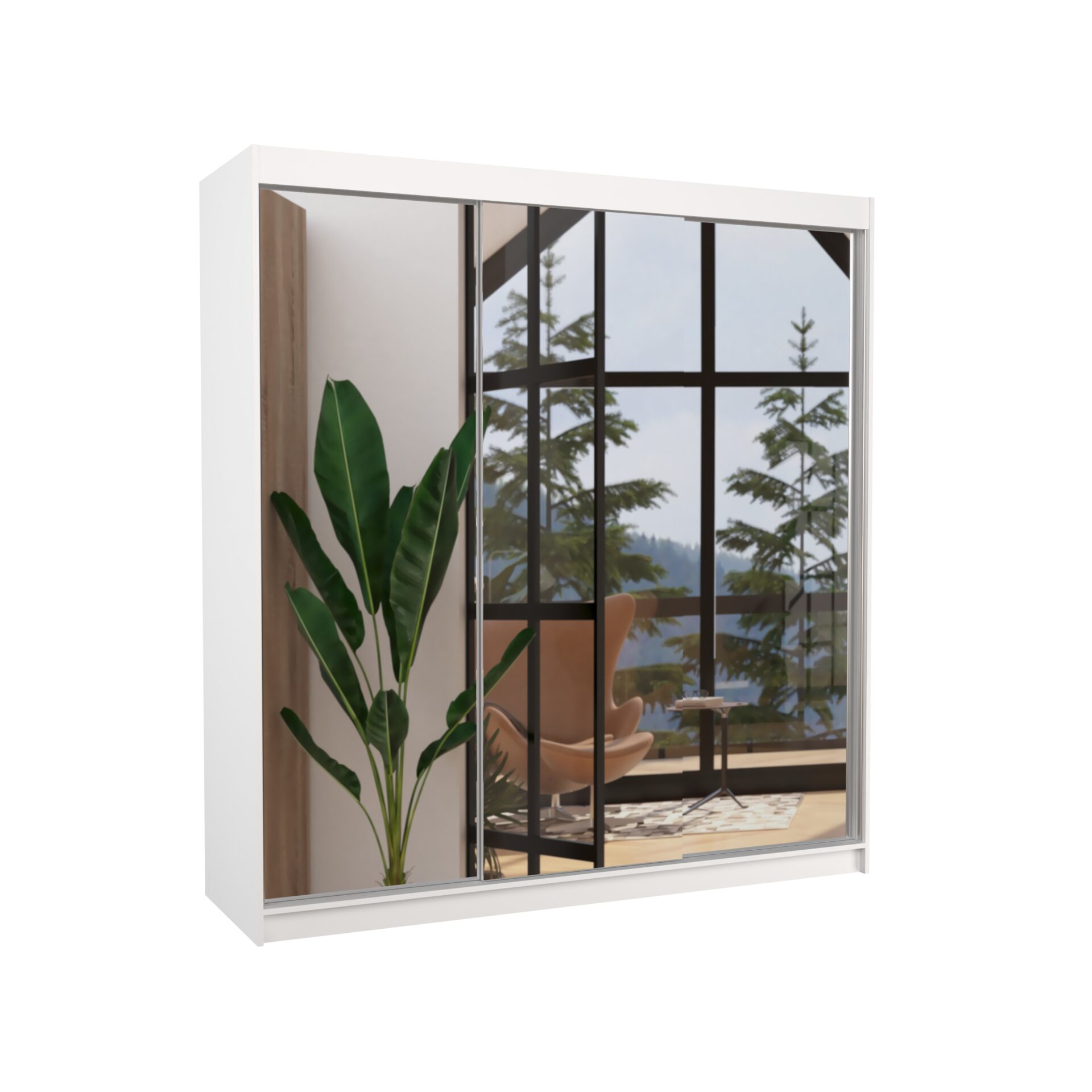 Stumdoma spinta su veidrodžiu AUSTIN 200 balta ADRK