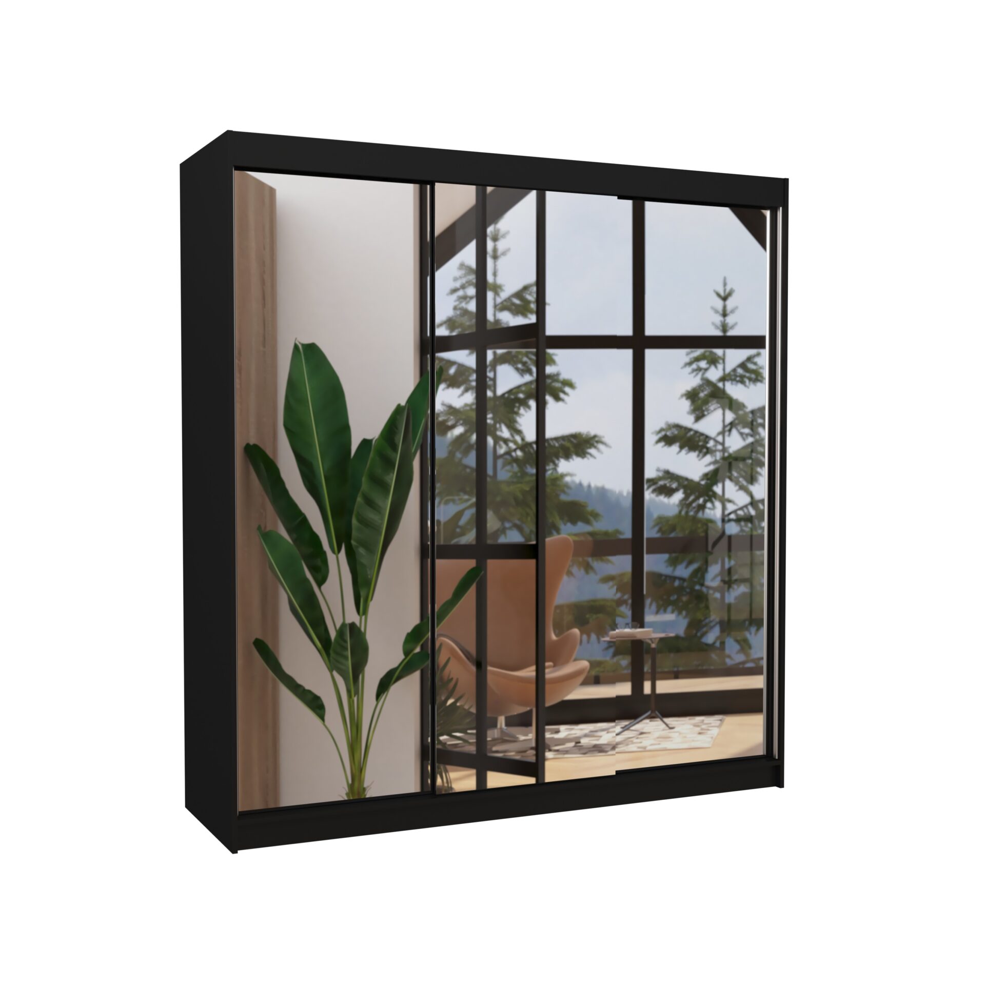 Stumdoma spinta su veidrodžiu AUSTIN 200 juoda ADRK