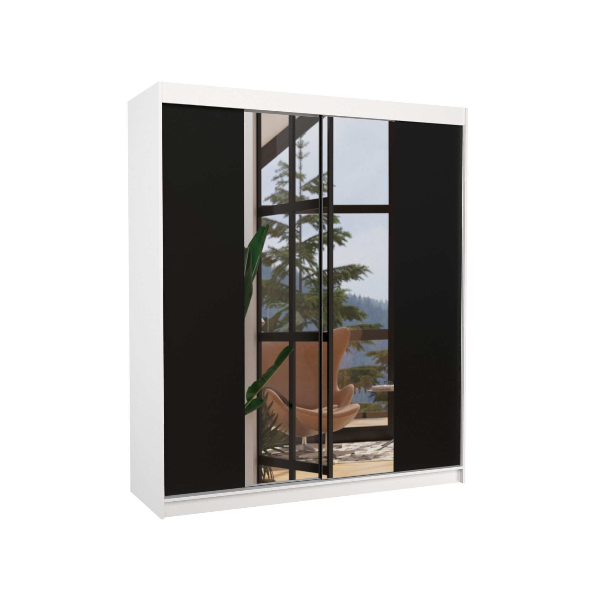 BALANCE 180 Stumdoma spinta su veidrodžiu, balta/juoda, ADRK