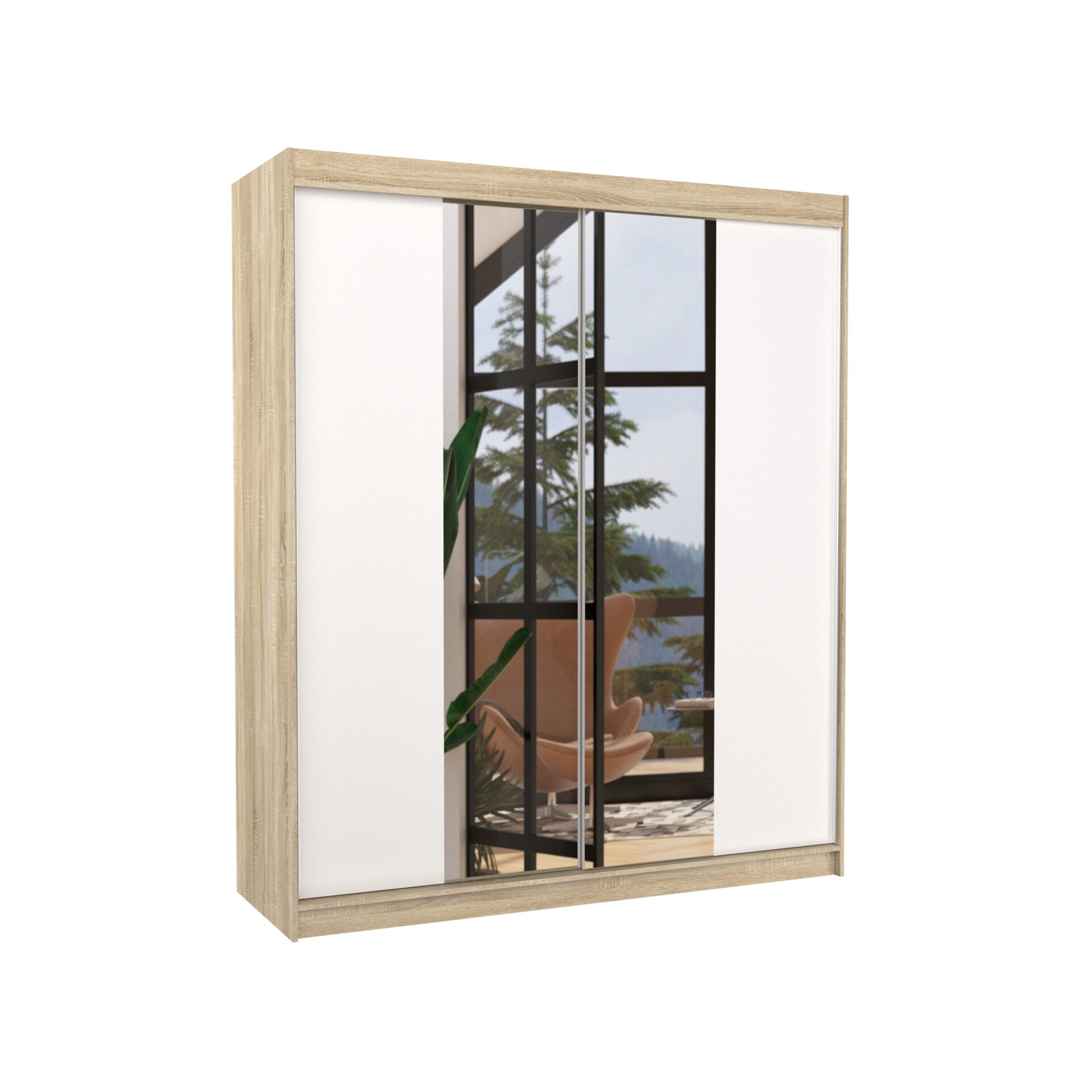 BALANCE 180 Sonoma/Balta ADRK stumdoma spinta su veidrodžiu