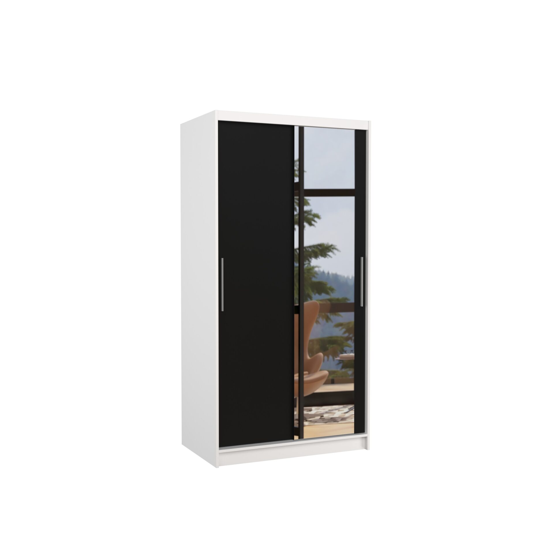 BAROS 100 Stumdoma spinta su veidrodžiu, balta/juoda, ADRK