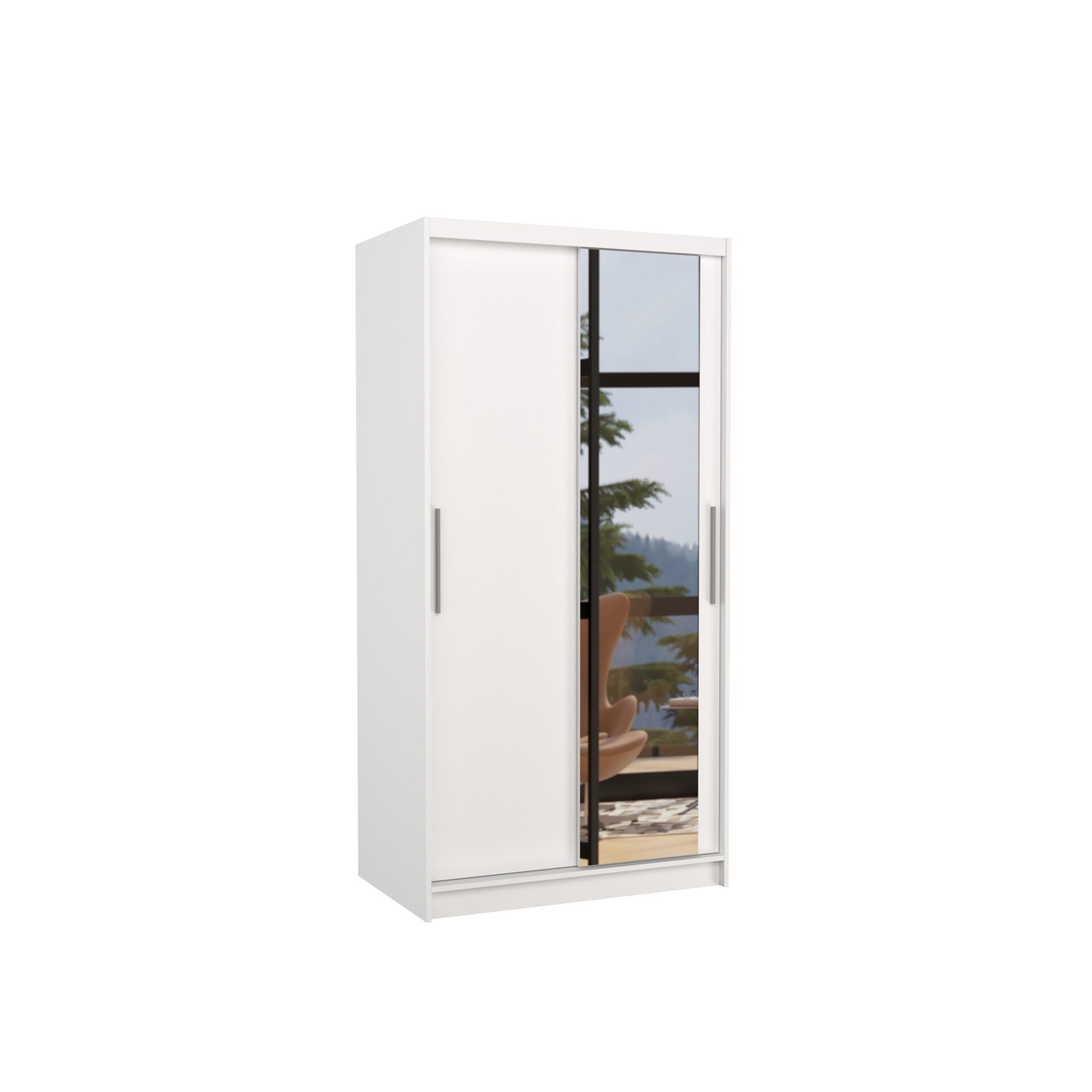 Stumdoma spinta su veidrodžiu BAROS 100 balta ADRK