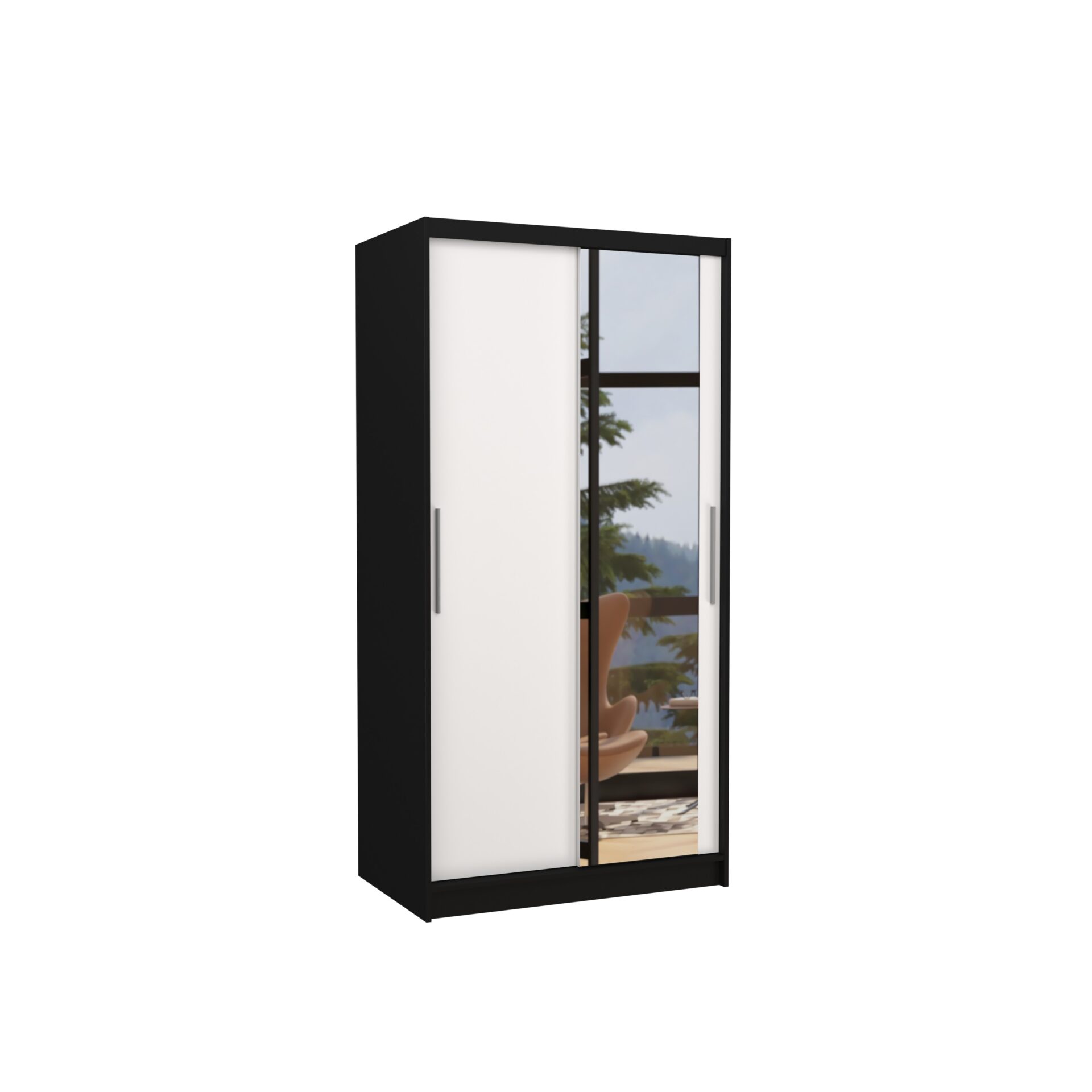 BAROS 100 stumdoma spinta su veidrodžiu, juoda/balta, ADRK