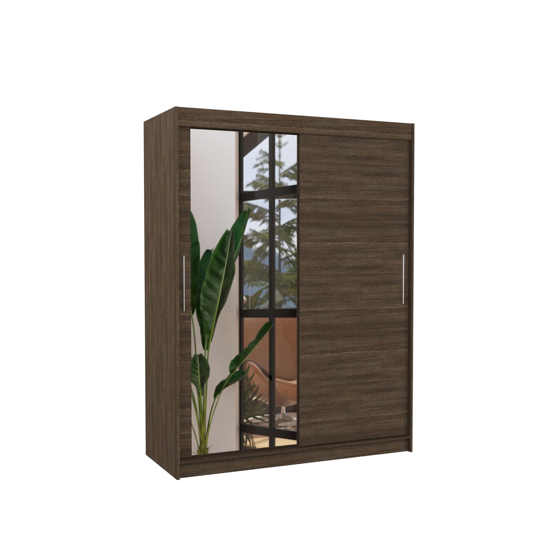 Stumdoma spinta su veidrodžiu BIANCO 150 šokolado spalvos ADRK